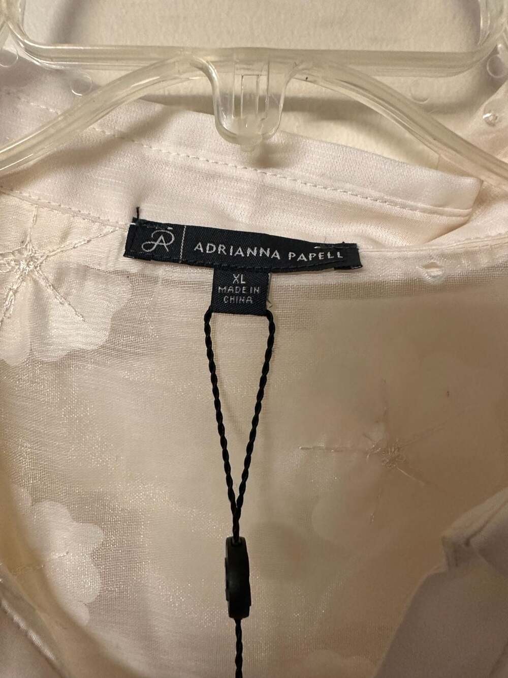 Adrianna Papell White 3D Floral Applique Long Sleeve Button Down Blouse Size XL
